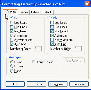   Formatting Currently Selected X-Y Plot